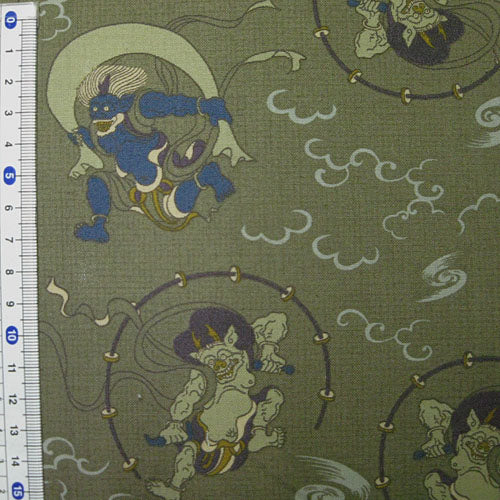 【生地A】 風神雷神 薄茶