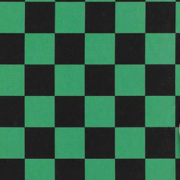 【生地B】市松 緑黒大柄