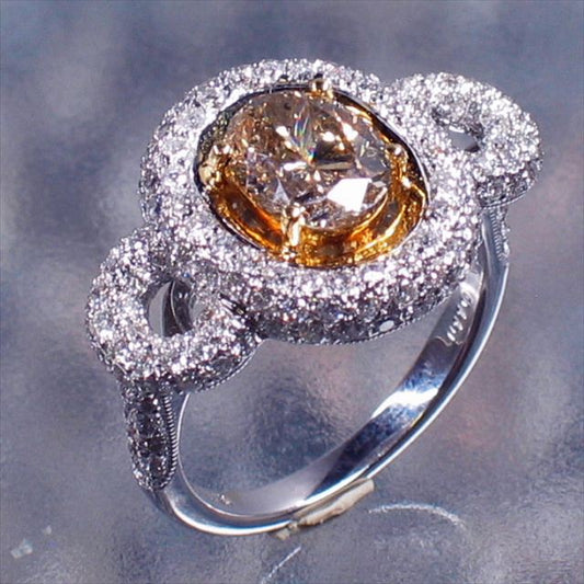 K18WG Champagne Diamond 1.51cts 1.10cts Ring