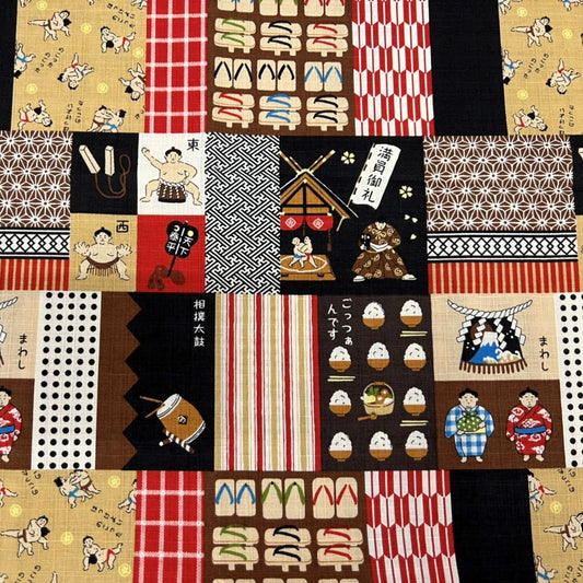 【生地A】関取と和柄
