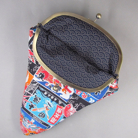 【がま口】 大漁旗と青海波