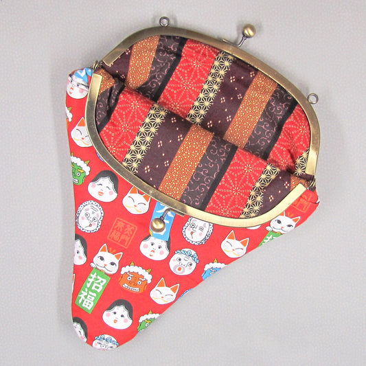 【がま口】 お面と縦縞