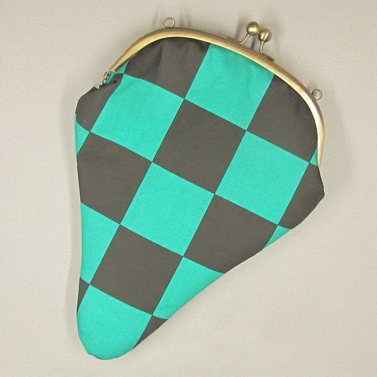 【生地B】市松 緑黒大柄