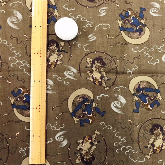 【生地A】 風神雷神 薄茶