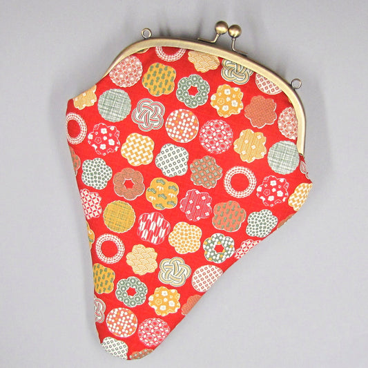 【がま口】 花柄ドビー 赤