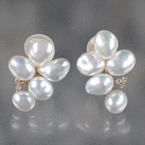 K18 白蝶ケシ真珠イヤリング