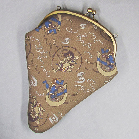 【がま口】 風神雷神と桜小紋