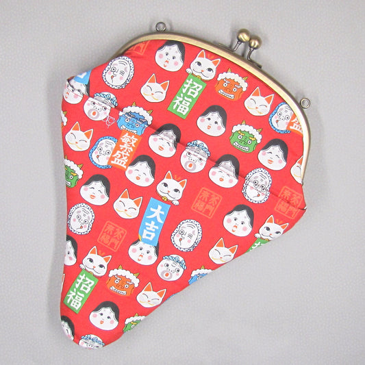 【がま口】 お面と縦縞