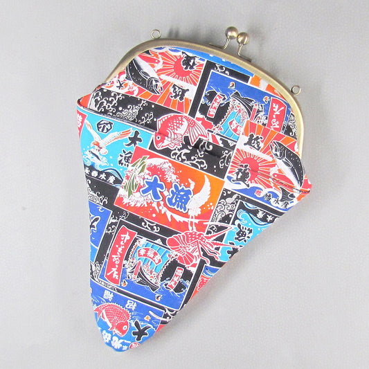 【がま口】 大漁旗と青海波